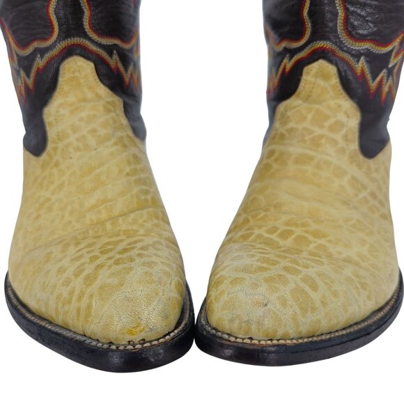 Bull Rider Men 9.5 Unique Color Golden Yellow Brown Leather Cowboy Western Boots - Picture 15 of 16
